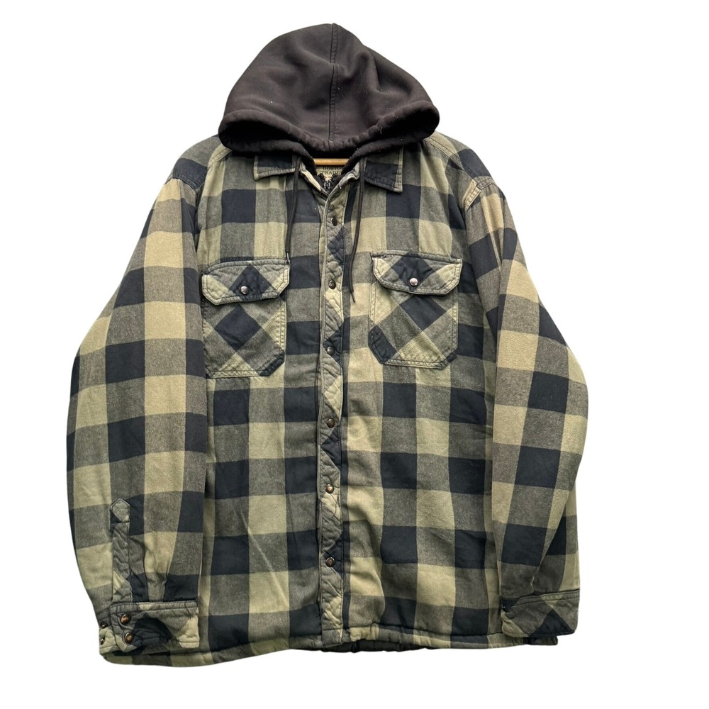 Boston Traders Shirt Jacket Men's XL Plaid Flannel Lined Hooded Button Up Casual